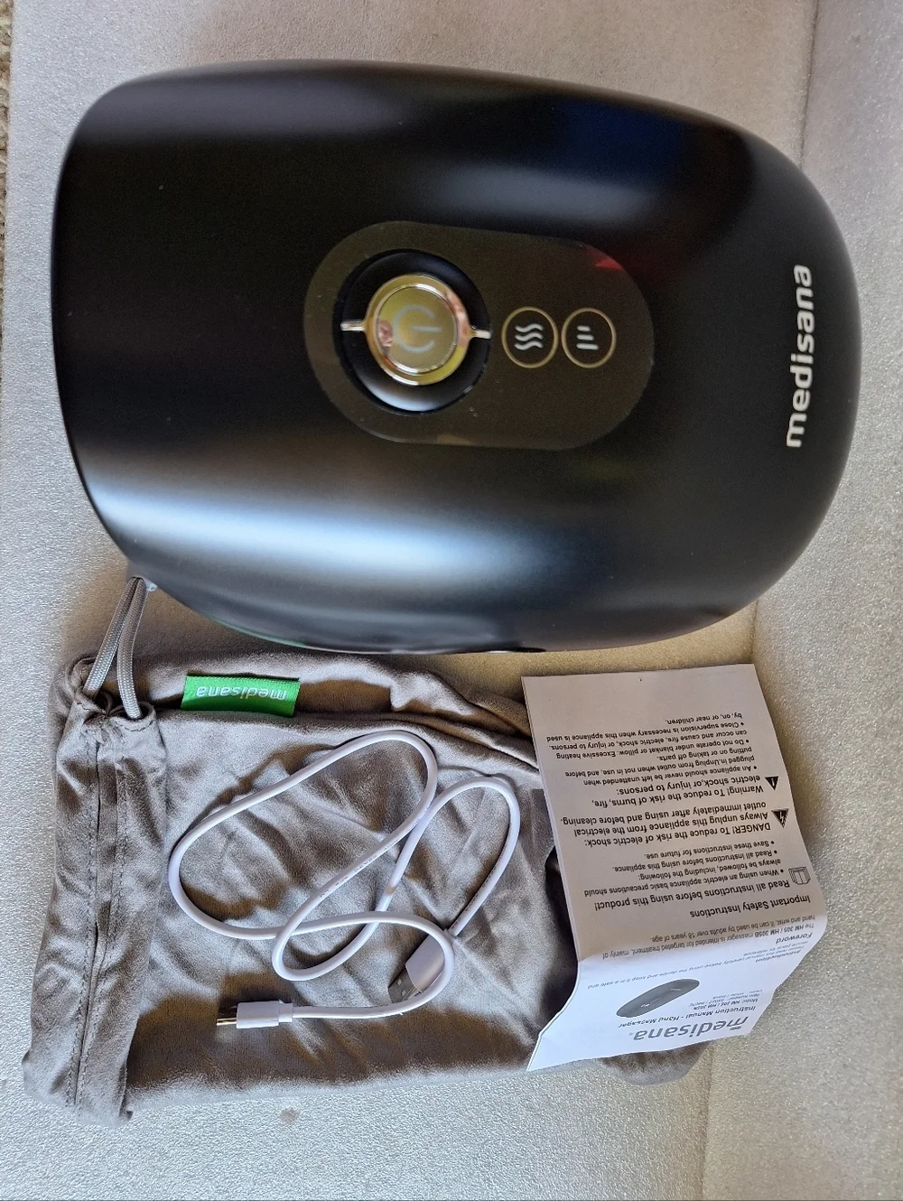 Medisana HM 305B Wireless Hand Massager with Heat & Compression - Like New!